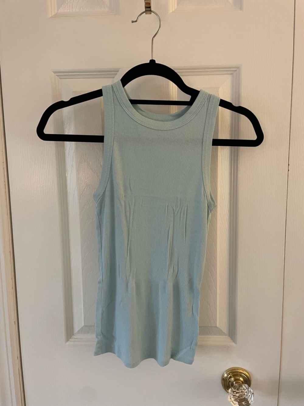 a new day Pastel Blue Ribbed Tank Top